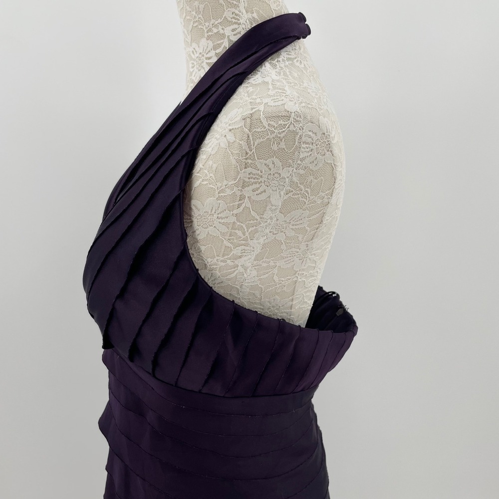 JS Collections Purple Tiered Halter Dress Size 12 Cocktail Wedding Guest Midi - Picture 6 of 11
